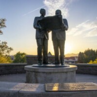 Lake Havasu City's Founders lake havasu city robert mcculloch c.v. wood statue